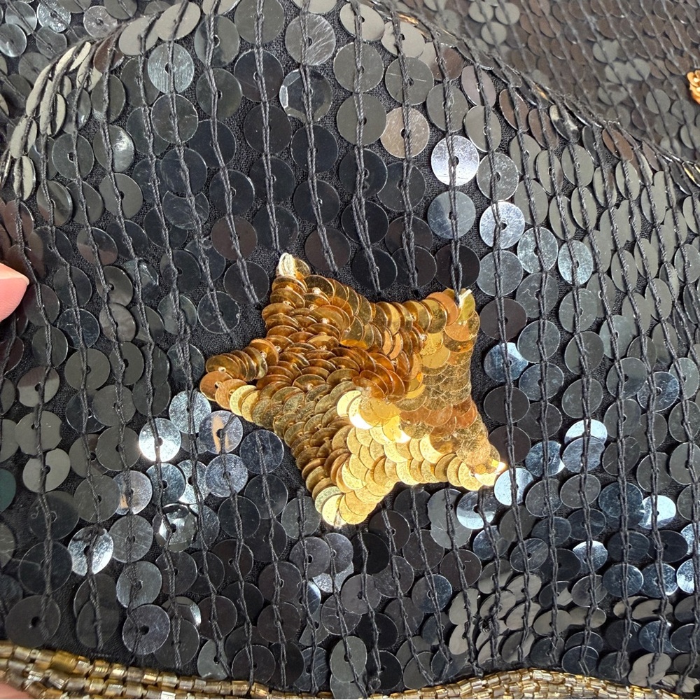 Vintage Rina Z. New York Montreal Paris 100% Silk Sequin Beaded Stars Tank Top - Picture 14 of 17